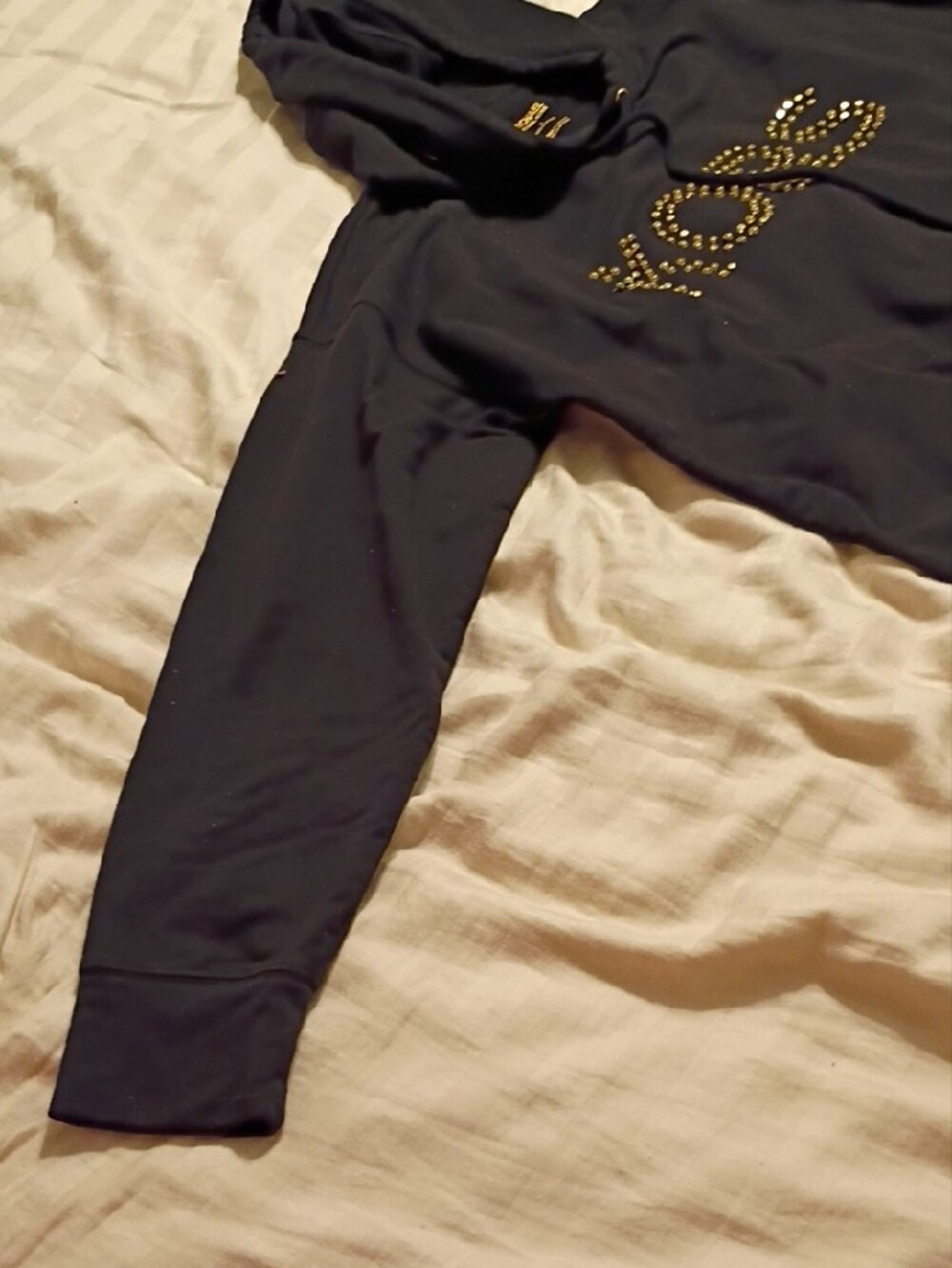 Michael Kors Black Pullover Hoodie With Gold Studded Kors View 4